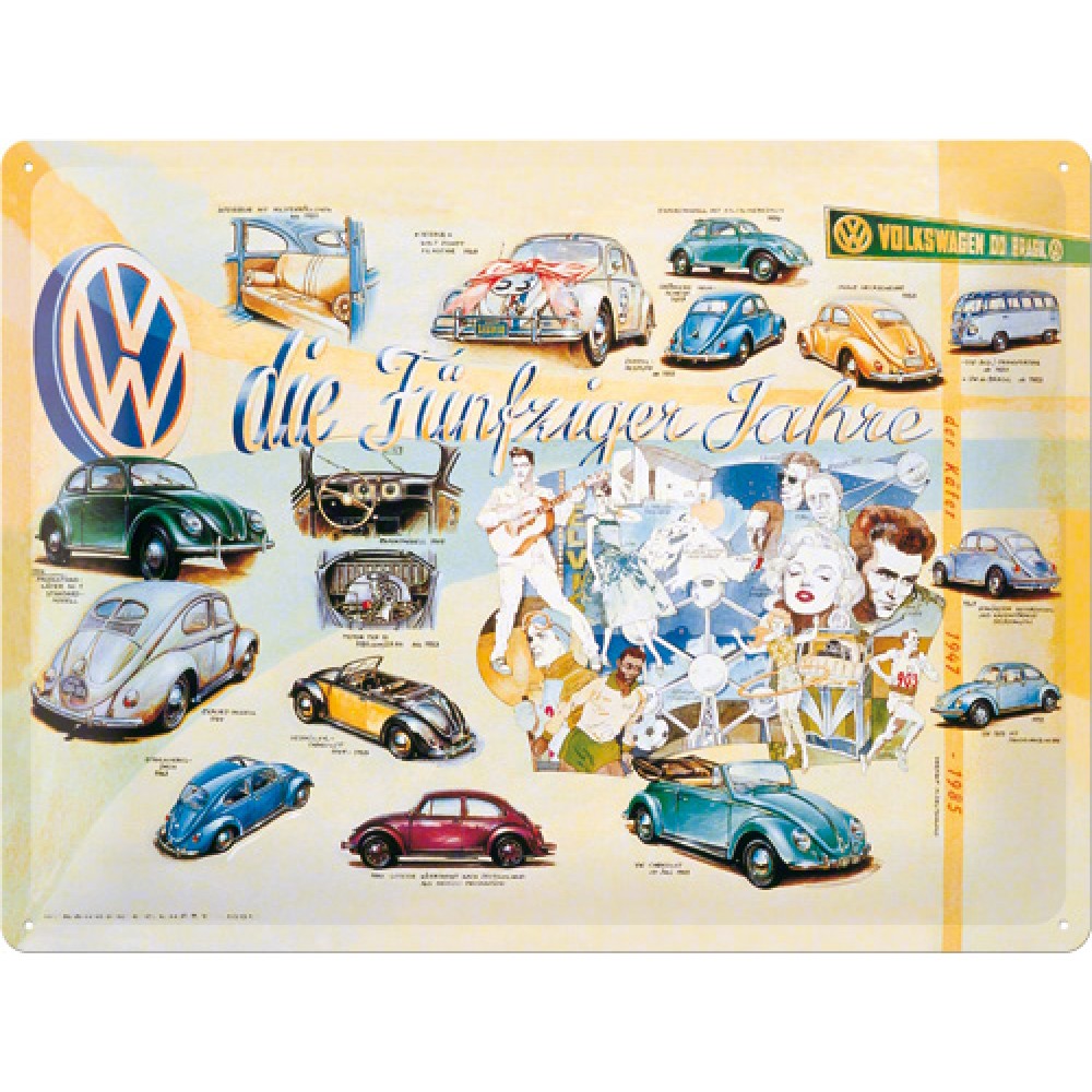 Placa metalica - Volkswagen - Hollywood - 30x40 cm